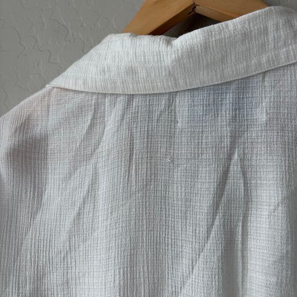 Brochu Walker Top Olympia White Surplice Short Sleeve Collared Gauze Top Size M - Picture 5 of 8